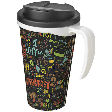 Brite-Ameriano® Grande 350 ml Isolierbecher mit auslaufsicherem Schraubverschluss, weiss, schwarz bedrucken, Art.-Nr. 21042006 Brite-Ameriano® Grande 350 ml Isolierbecher mit auslaufsicherem Schraubverschluss, weiss, schwarz bedrucken, Art.-Nr. 21042006