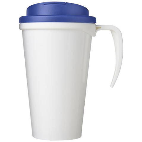 Brite-Ameriano® Grande 350 ml Isolierbecher mit auslaufsicherem Schraubverschluss, weiss, blau bedrucken, Art.-Nr. 21042007