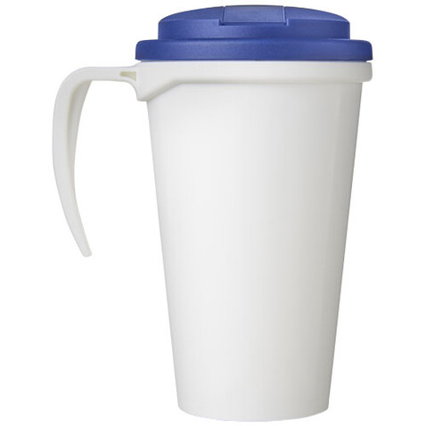 Brite-Ameriano® Grande 350 ml Isolierbecher mit auslaufsicherem Schraubverschluss, weiss, blau bedrucken, Art.-Nr. 21042007