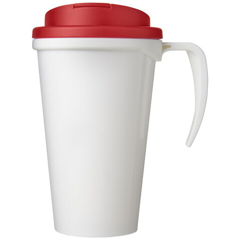 Brite-Ameriano® Grande 350 ml Isolierbecher mit auslaufsicherem Schraubverschluss, weiss, rot bedrucken, Art.-Nr. 21042008