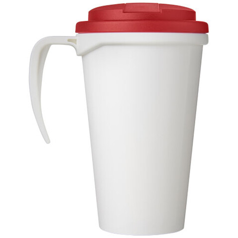 Brite-Ameriano® Grande 350 ml Isolierbecher mit auslaufsicherem Schraubverschluss, weiss, rot bedrucken, Art.-Nr. 21042008