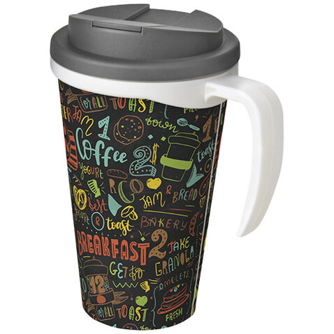 Brite-Ameriano® Grande 350 ml Isolierbecher mit auslaufsicherem Schraubverschluss, weiss, grau bedrucken, Art.-Nr. 21042013 Brite-Ameriano® Grande 350 ml Isolierbecher mit auslaufsicherem Schraubverschluss, weiss, grau bedrucken, Art.-Nr. 21042013