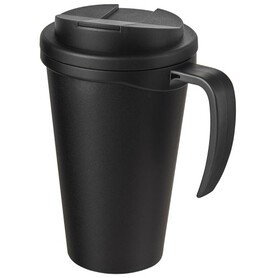 Americano® Grande 350 ml Isolierbecher mit auslaufsicherem Schraubverschluss, schwarz, schwarz bedrucken, Art.-Nr. 21042100
