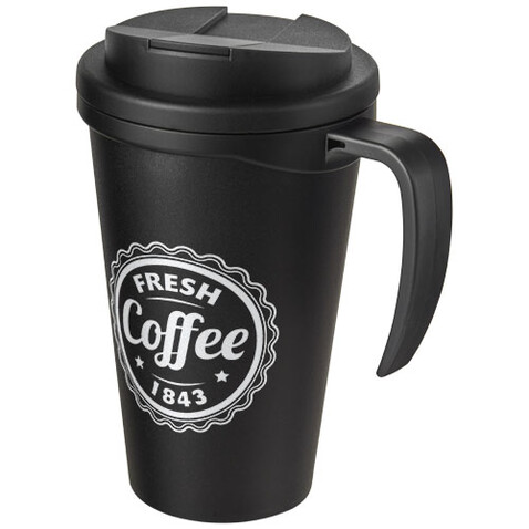 Americano® Grande 350 ml Isolierbecher mit auslaufsicherem Schraubverschluss, schwarz, schwarz bedrucken, Art.-Nr. 21042100