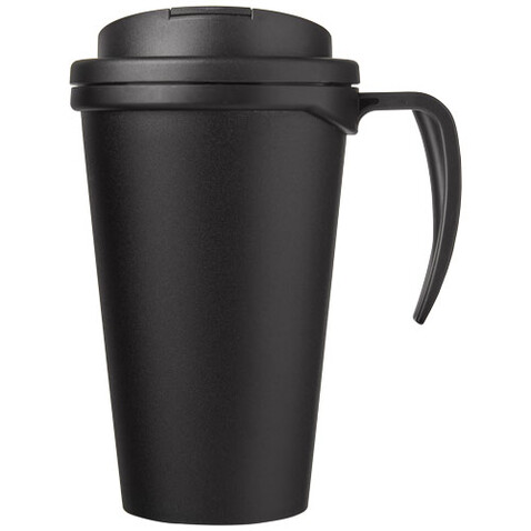 Americano® Grande 350 ml Isolierbecher mit auslaufsicherem Schraubverschluss, schwarz, schwarz bedrucken, Art.-Nr. 21042100