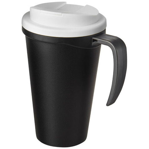 Americano® Grande 350 ml Isolierbecher mit auslaufsicherem Schraubverschluss, schwarz, weiss bedrucken, Art.-Nr. 21042101