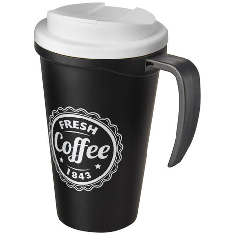 Americano® Grande 350 ml Isolierbecher mit auslaufsicherem Schraubverschluss, schwarz, weiss bedrucken, Art.-Nr. 21042101