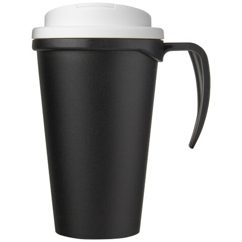 Americano® Grande 350 ml Isolierbecher mit auslaufsicherem Schraubverschluss, schwarz, weiss bedrucken, Art.-Nr. 21042101