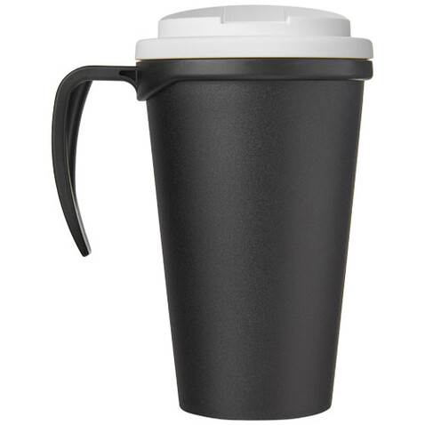 Americano® Grande 350 ml Isolierbecher mit auslaufsicherem Schraubverschluss, schwarz, weiss bedrucken, Art.-Nr. 21042101