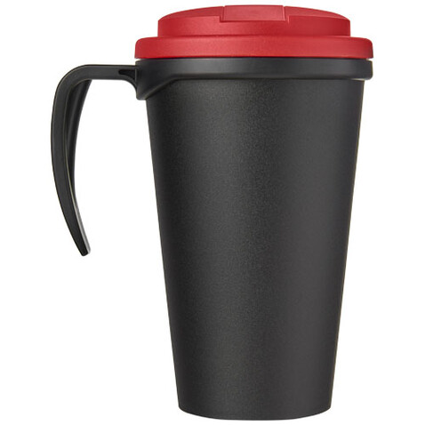 Americano® Grande 350 ml Isolierbecher mit auslaufsicherem Schraubverschluss, schwarz, rot bedrucken, Art.-Nr. 21042102