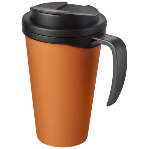 Americano® Grande 350 ml Isolierbecher mit auslaufsicherem Schraubverschluss, orange, schwarz bedrucken, Art.-Nr. 21042104