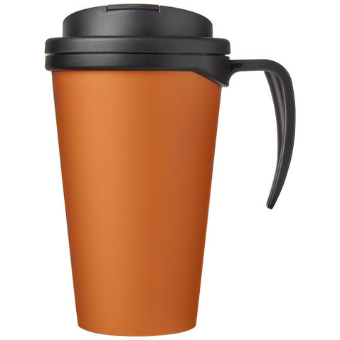 Americano® Grande 350 ml Isolierbecher mit auslaufsicherem Schraubverschluss, orange, schwarz bedrucken, Art.-Nr. 21042104