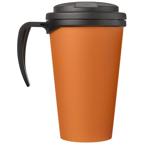 Americano® Grande 350 ml Isolierbecher mit auslaufsicherem Schraubverschluss, orange, schwarz bedrucken, Art.-Nr. 21042104