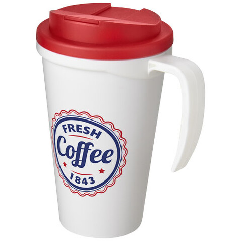 Americano® Grande 350 ml Isolierbecher mit auslaufsicherem Schraubverschluss, weiss, rot bedrucken, Art.-Nr. 21042107 Americano® Grande 350 ml Isolierbecher mit auslaufsicherem Schraubverschluss, weiss, rot bedrucken, Art.-Nr. 21042107