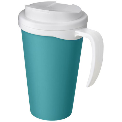 Americano® Grande 350 ml Isolierbecher mit auslaufsicherem Schraubverschluss, aquablau, weiss bedrucken, Art.-Nr. 21042111