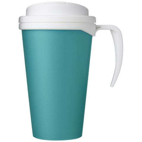 Americano® Grande 350 ml Isolierbecher mit auslaufsicherem Schraubverschluss, aquablau, weiss bedrucken, Art.-Nr. 21042111