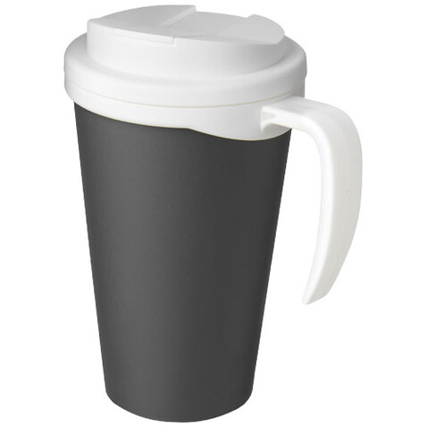 Americano® Grande 350 ml Isolierbecher mit auslaufsicherem Schraubverschluss, grau, weiss bedrucken, Art.-Nr. 21042113