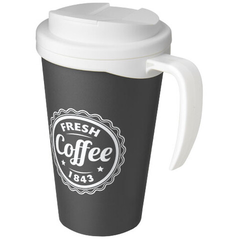Americano® Grande 350 ml Isolierbecher mit auslaufsicherem Schraubverschluss, grau, weiss bedrucken, Art.-Nr. 21042113