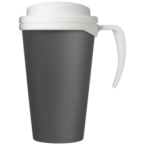Americano® Grande 350 ml Isolierbecher mit auslaufsicherem Schraubverschluss, grau, weiss bedrucken, Art.-Nr. 21042113