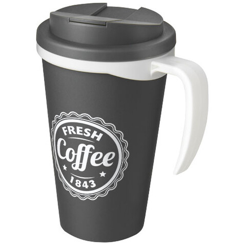 Americano® Grande 350 ml Isolierbecher mit auslaufsicherem Schraubverschluss, grau bedrucken, Art.-Nr. 21042114