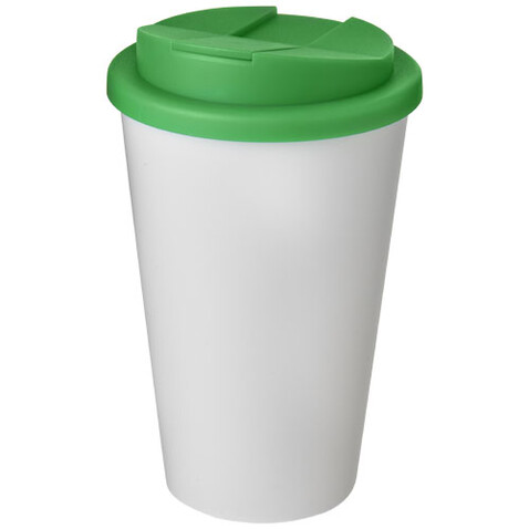 Americano® 350 ml Isolierbecher mit auslaufsicherem Schraubverschluss, weiss, grün bedrucken, Art.-Nr. 21069506