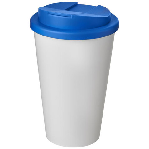 Americano® 350 ml Isolierbecher mit auslaufsicherem Schraubverschluss, weiss, mittelblau bedrucken, Art.-Nr. 21069507