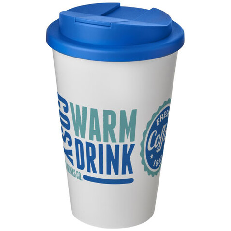 Americano® 350 ml Isolierbecher mit auslaufsicherem Schraubverschluss, weiss, mittelblau bedrucken, Art.-Nr. 21069507
