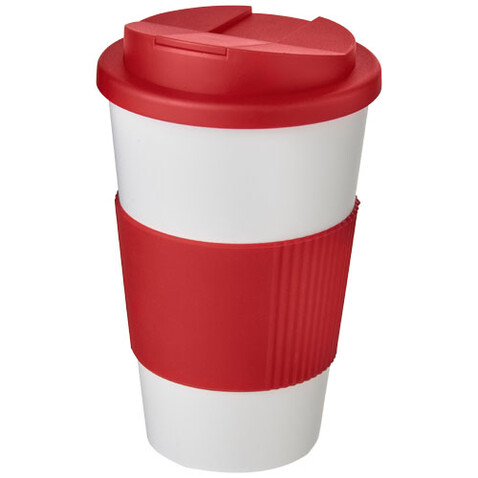 Americano® 350 ml Isolierbecher mit Schutzring & auslaufsicherem Schraubverschluss, weiss, rot bedrucken, Art.-Nr. 21069602 Americano® 350 ml Isolierbecher mit Schutzring & auslaufsicherem Schraubverschluss, weiss, rot bedrucken, Art.-Nr. 21069602