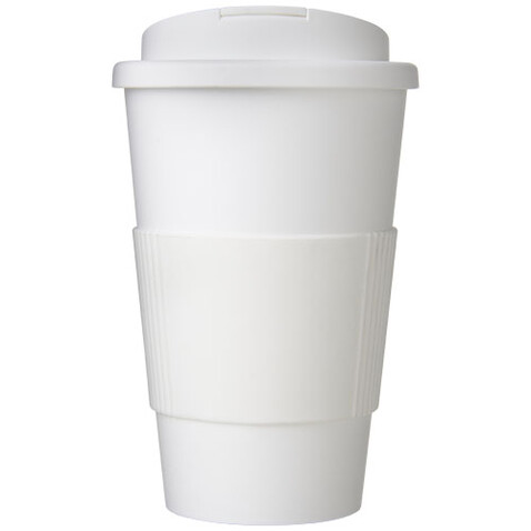 Americano® 350 ml Isolierbecher mit Schutzring &amp; auslaufsicherem Schraubverschluss, weiss bedrucken, Art.-Nr. 21069603