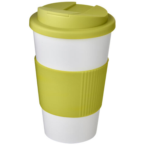 Americano® 350 ml Isolierbecher mit Schutzring &amp; auslaufsicherem Schraubverschluss, weiss, limone bedrucken, Art.-Nr. 21069605