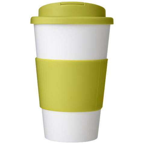Americano® 350 ml Isolierbecher mit Schutzring &amp; auslaufsicherem Schraubverschluss, weiss, limone bedrucken, Art.-Nr. 21069605
