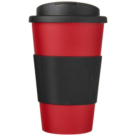 Americano® 350 ml Isolierbecher mit Schutzring &amp; auslaufsicherem Schraubverschluss, rot, schwarz bedrucken, Art.-Nr. 21069616