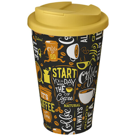Brite-Americano® 350 ml Isolierbecher mit auslaufsicherem Schraubverschluss, weiss, gelb bedrucken, Art.-Nr. 21069703 Brite-Americano® 350 ml Isolierbecher mit auslaufsicherem Schraubverschluss, weiss, gelb bedrucken, Art.-Nr. 21069703