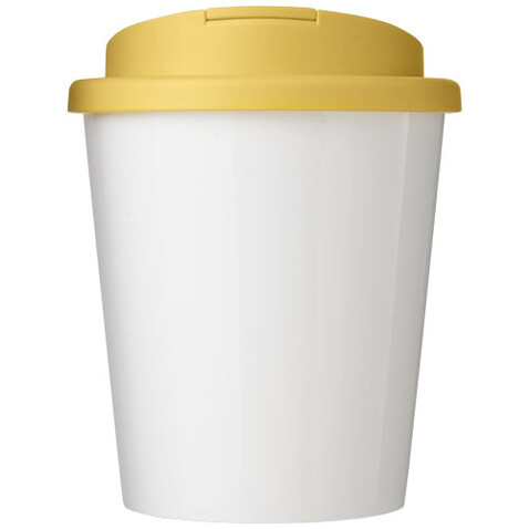 Brite-Americano® Espresso 250 ml Isolierbecher mit auslaufsicherem Schraubverschluss, weiss, gelb bedrucken, Art.-Nr. 21069811