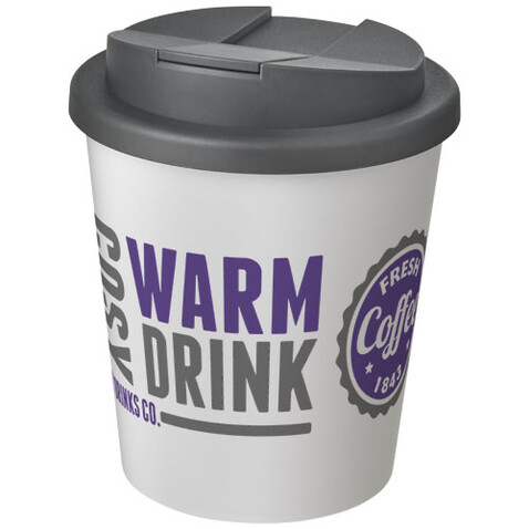 Americano® Espresso 250 ml Isolierbecher mit auslaufsicherem Schraubverschluss, weiss, grau bedrucken, Art.-Nr. 21069905