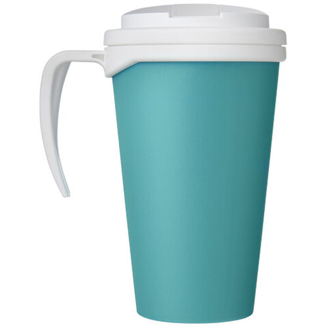 Americano® Grande 350 ml Isolierbecher mit auslaufsicherem Schraubverschluss, aquablau, weiss bedrucken, Art.-Nr. 21042111