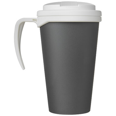 Americano® Grande 350 ml Isolierbecher mit auslaufsicherem Schraubverschluss, grau, weiss bedrucken, Art.-Nr. 21042113