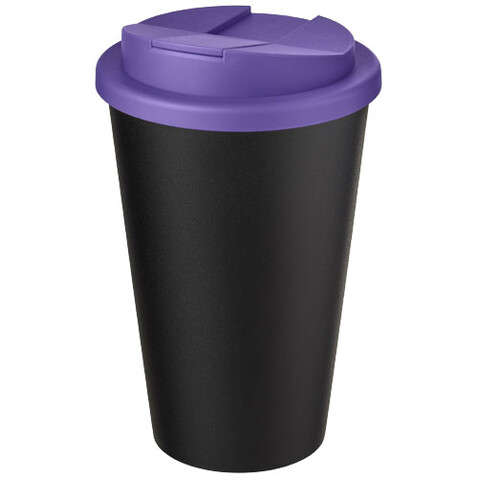 Americano® Eco 350 ml recycelter Becher mit auslaufsicherem Deckel, lila, schwarz bedrucken, Art.-Nr. 21042537 Americano® Eco 350 ml recycelter Becher mit auslaufsicherem Deckel, lila, schwarz bedrucken, Art.-Nr. 21042537