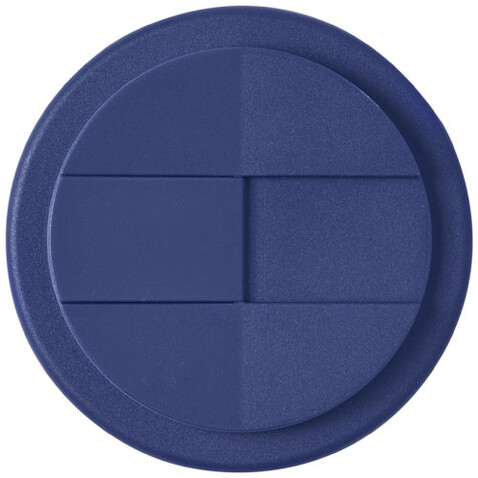 Americano® Eco 350 ml recycelter Becher mit auslaufsicherem Deckel, blau, schwarz bedrucken, Art.-Nr. 21042552