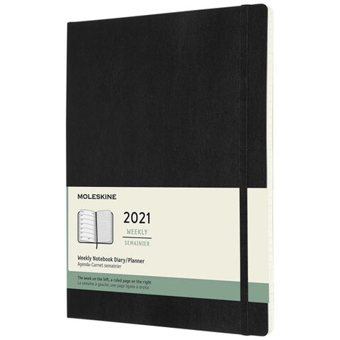 Moleskine Softcover 12 Monate Wochenkalender XL, schwarz bedrucken, Art.-Nr. 10775590