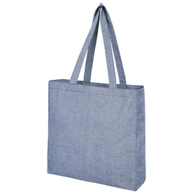 Pheebs 210 g/m² recycelte Tragetasche mit Seitenfalten 13L, heather blau bedrucken, Art.-Nr. 12053750