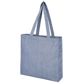 Pheebs 210 g/m² recycelte Tragetasche mit Seitenfalten 13L, heather blau bedrucken, Art.-Nr. 12053750