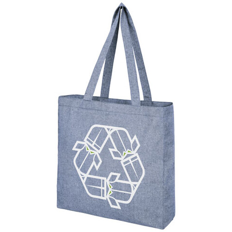Pheebs 210 g/m² recycelte Tragetasche mit Seitenfalten 13L, heather blau bedrucken, Art.-Nr. 12053750