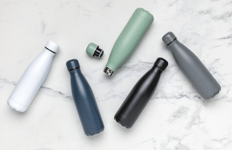 Einfarbige Vakuumisolierte Stainless Steel Flasche blau bedrucken, Art.-Nr. P436.465 Einfarbige Vakuumisolierte Stainless Steel Flasche blau bedrucken, Art.-Nr. P436.465