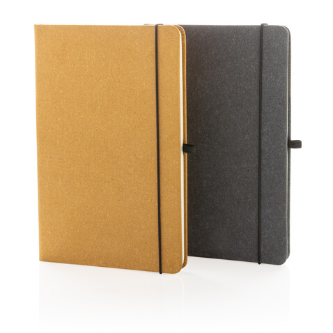A5 Hardcover Notizbuch aus GRS recyceltem PU grau bedrucken, Art.-Nr. P774.202