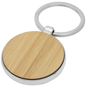 Nino runder Schlüsselanhänger aus Bambus, natur bedrucken, Art.-Nr. 11812571