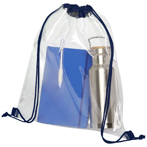 Lancaster Premium Turnbeutel 5L, navy, transparent klar bedrucken, Art.-Nr. 12008611