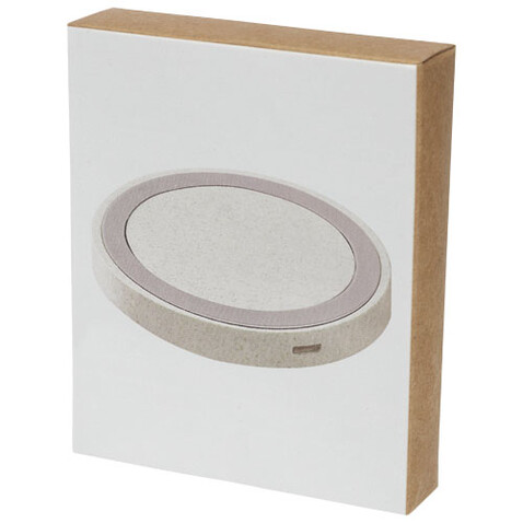 Naka kabelloses 5W Ladepad aus Weizenstroh, beige bedrucken, Art.-Nr. 12413602