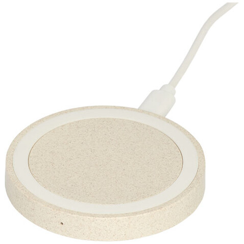 Naka kabelloses 5W Ladepad aus Weizenstroh, beige bedrucken, Art.-Nr. 12413602