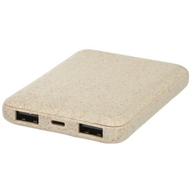 Asama 5000 mAh Powerbank aus Weizenstroh, beige bedrucken, Art.-Nr. 12413702